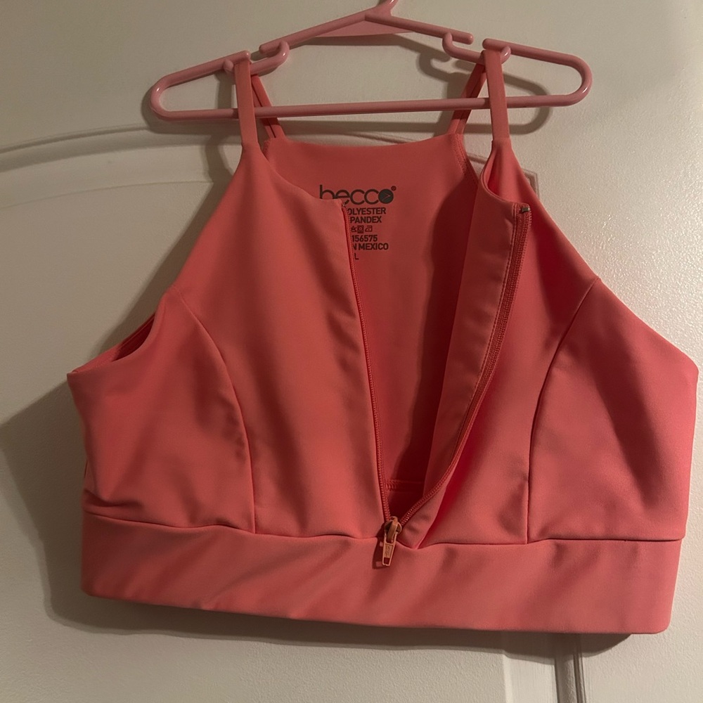 bebe Coral Front-Zip Sports Bra
